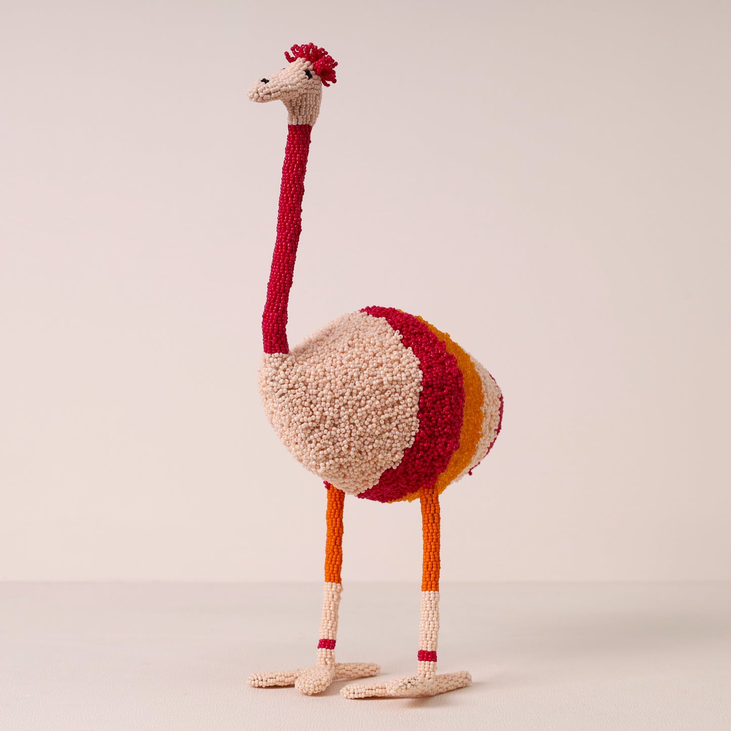 Handmade African beaded ostrich sculpture
