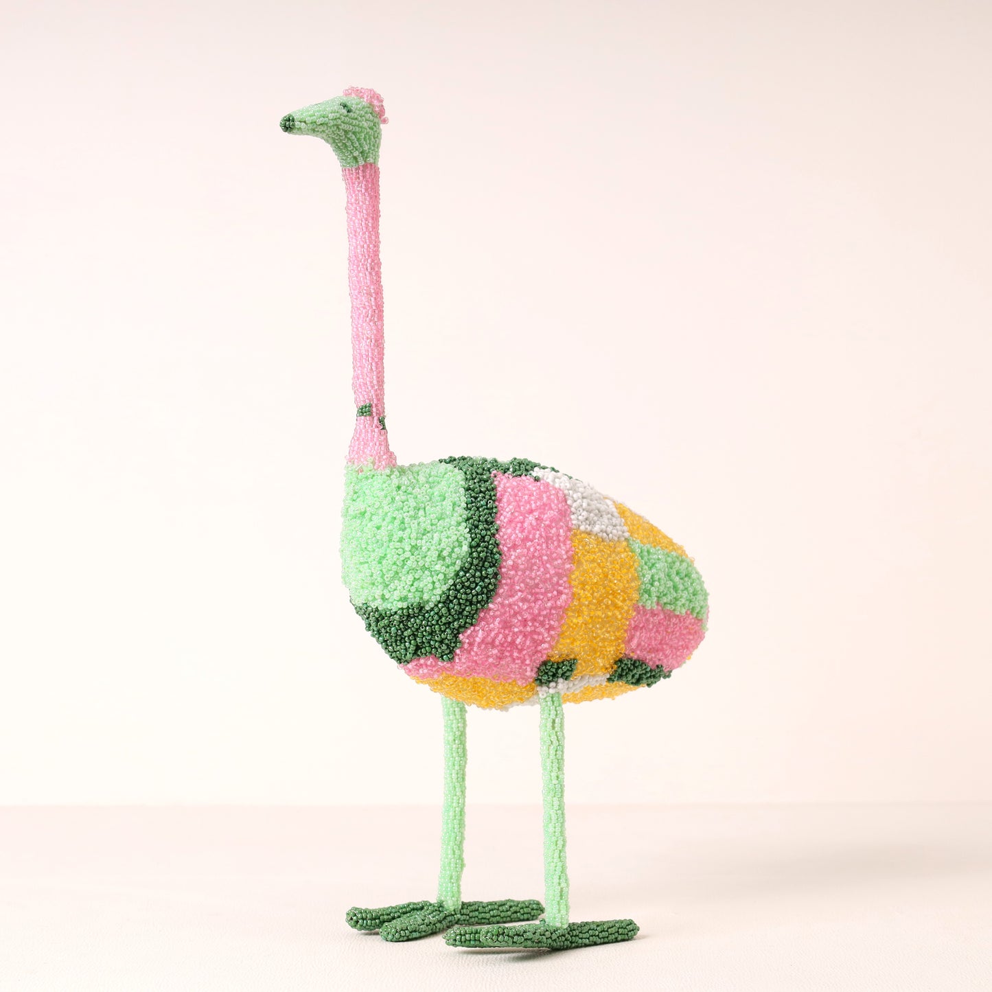 Handmade African beaded ostrich sculpture