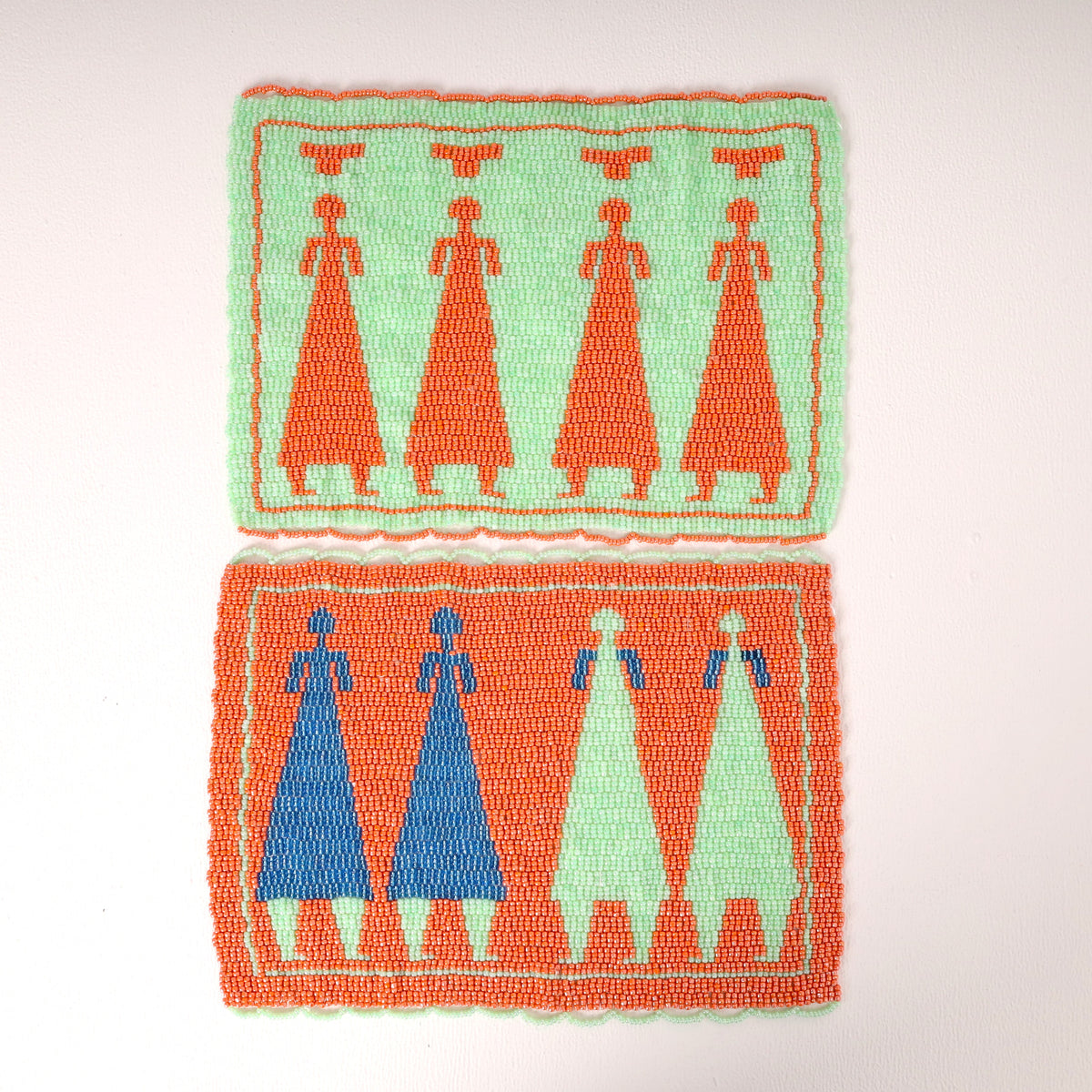 Handmade African beaded picture mat