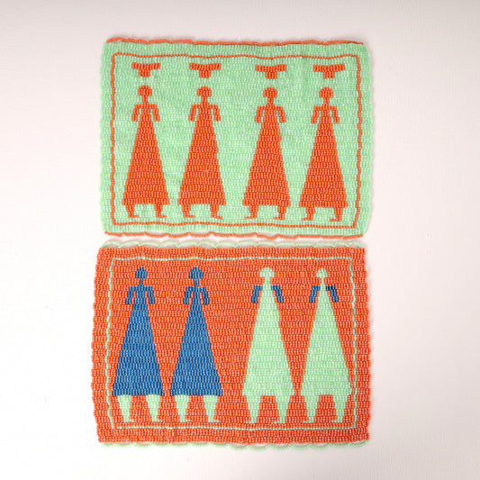 Handmade African beaded picture mat