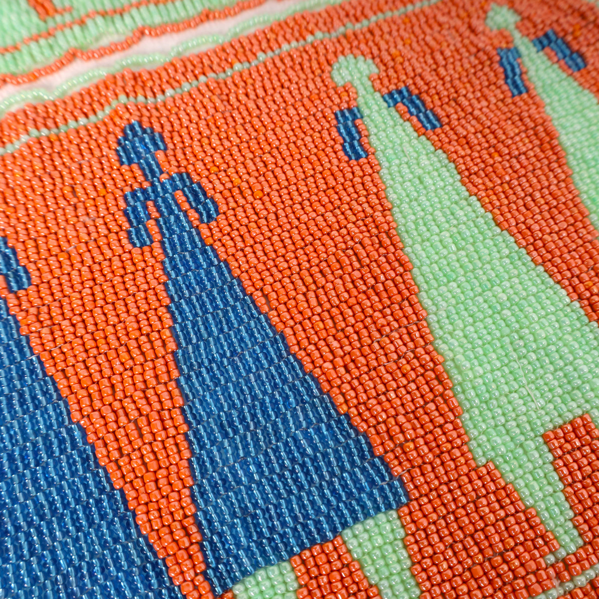 Handmade African beaded picture mat
