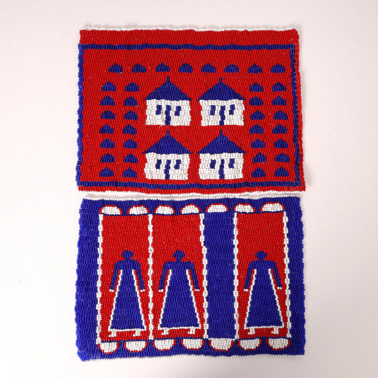 Handmade African beaded picture mat