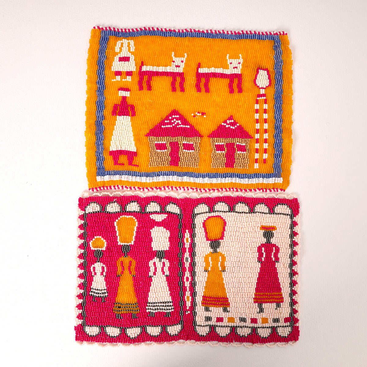 Handmade African beaded picture mat