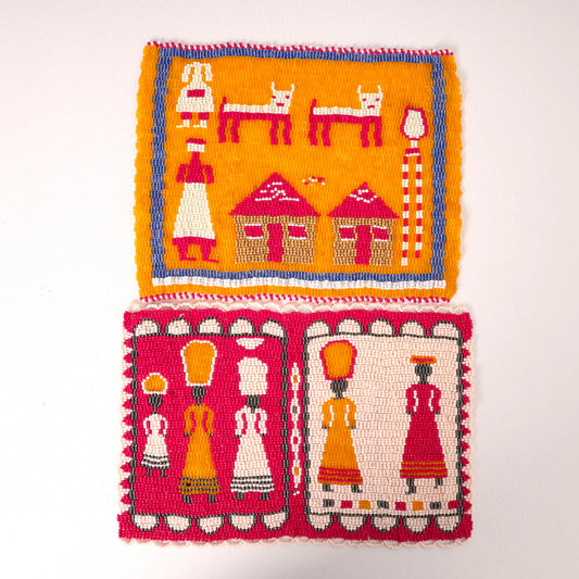 Handmade African beaded picture mat
