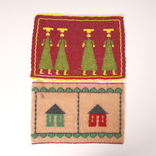 Handmade African beaded picture mat