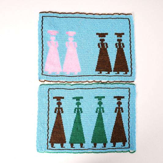 Handmade African beaded picture mat