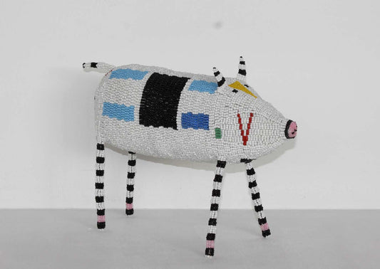 beaded pig art