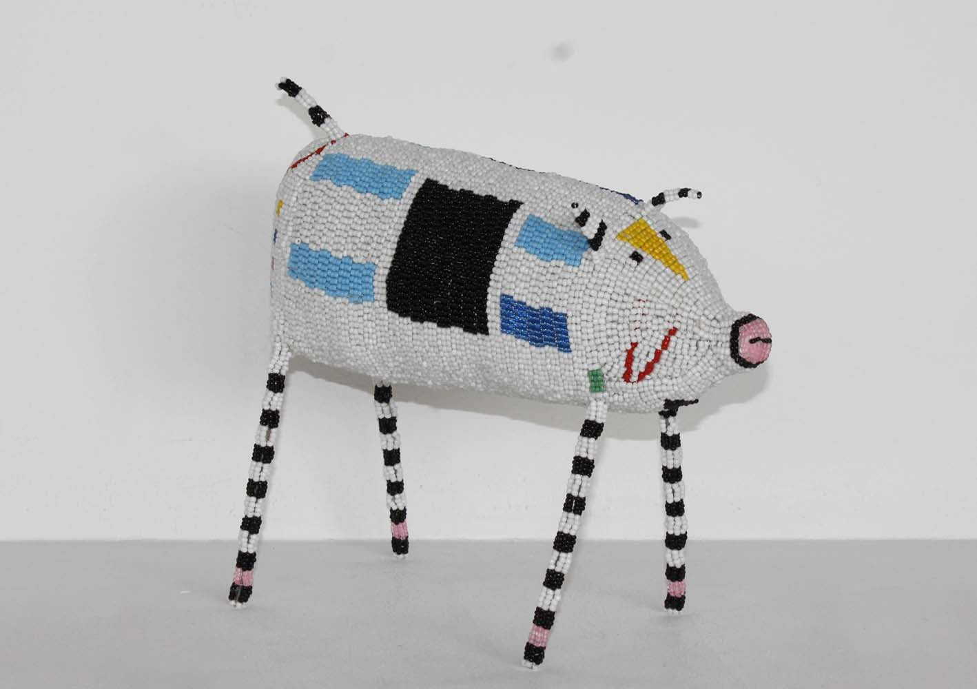 beaded pig art