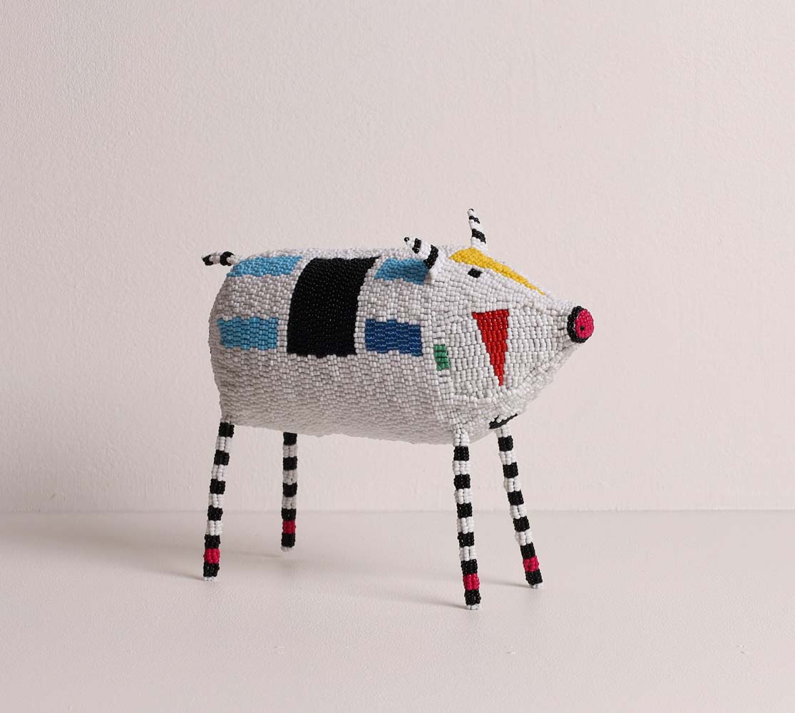 beaded pig art