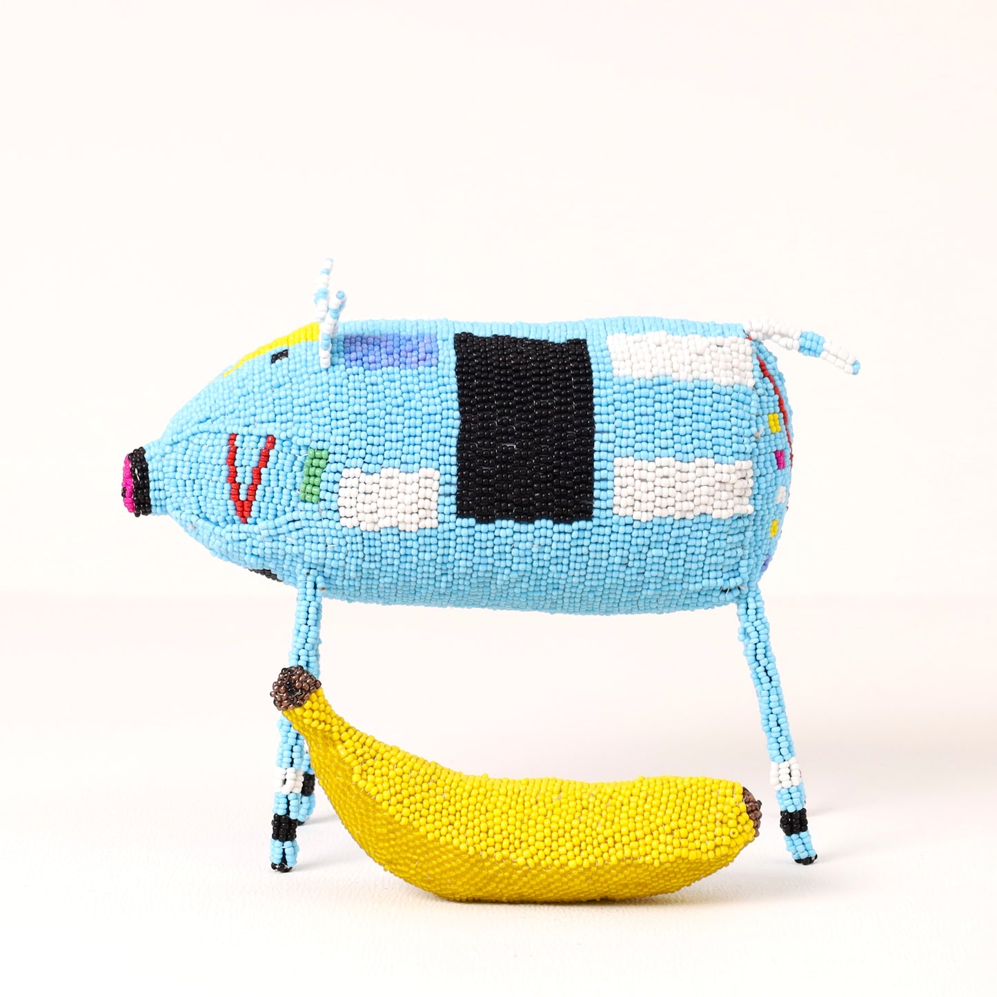 beaded pig art