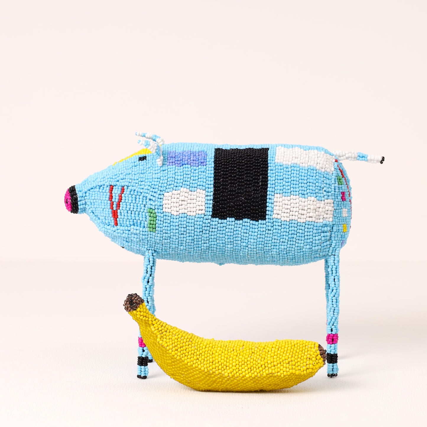 beaded pig art