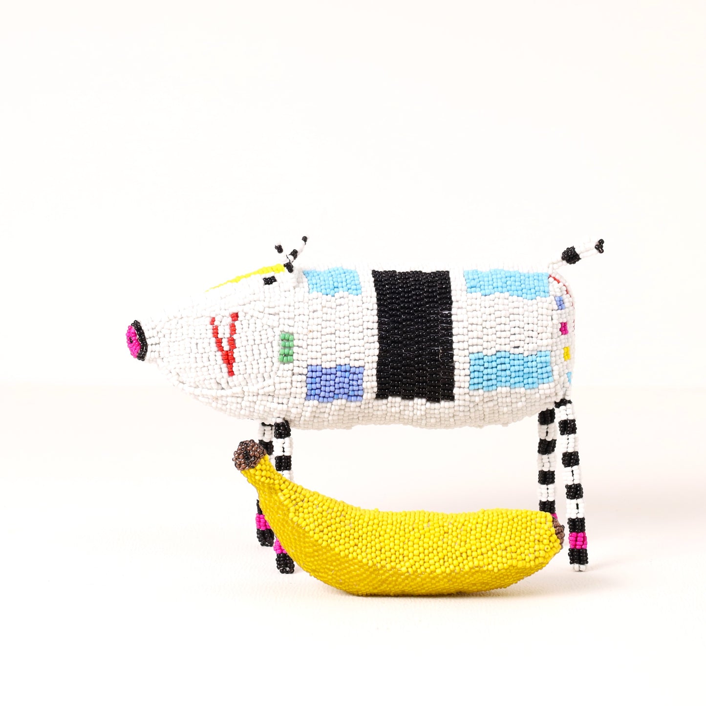 beaded pig art