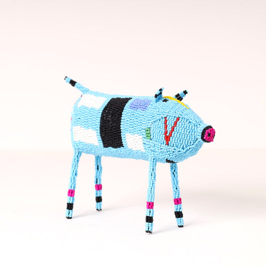 beaded pig art