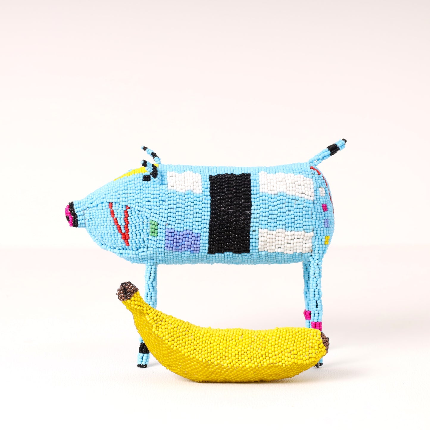 beaded pig art