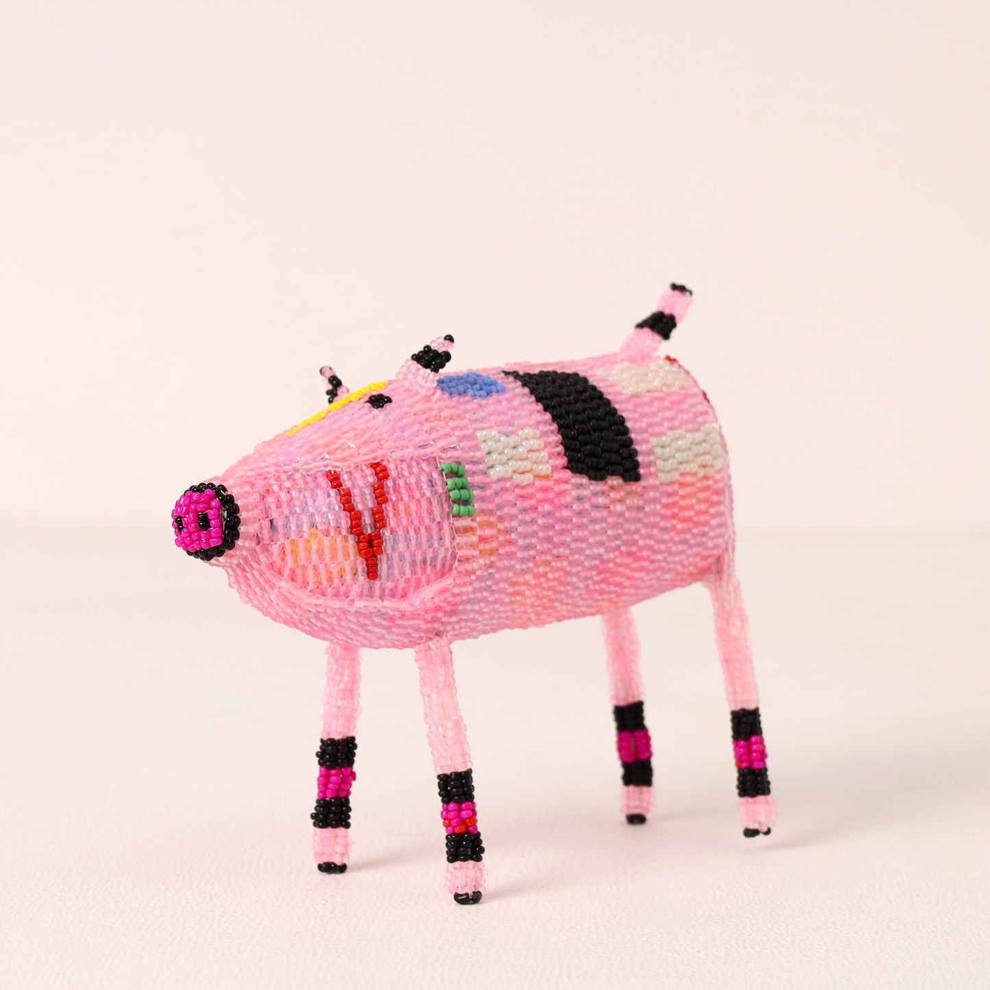 Handmade African beaded pig sculpture