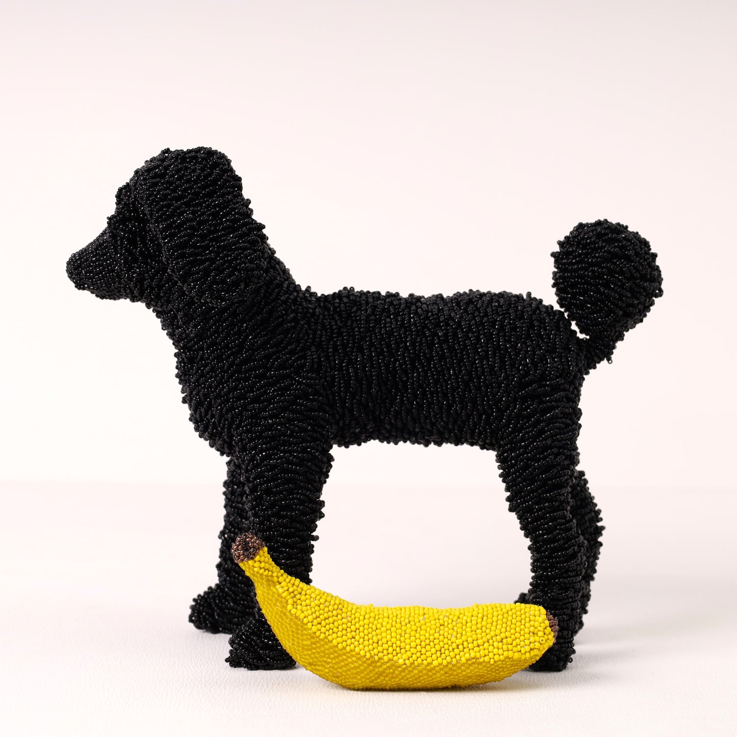 Handmade African beaded poodle sculpture