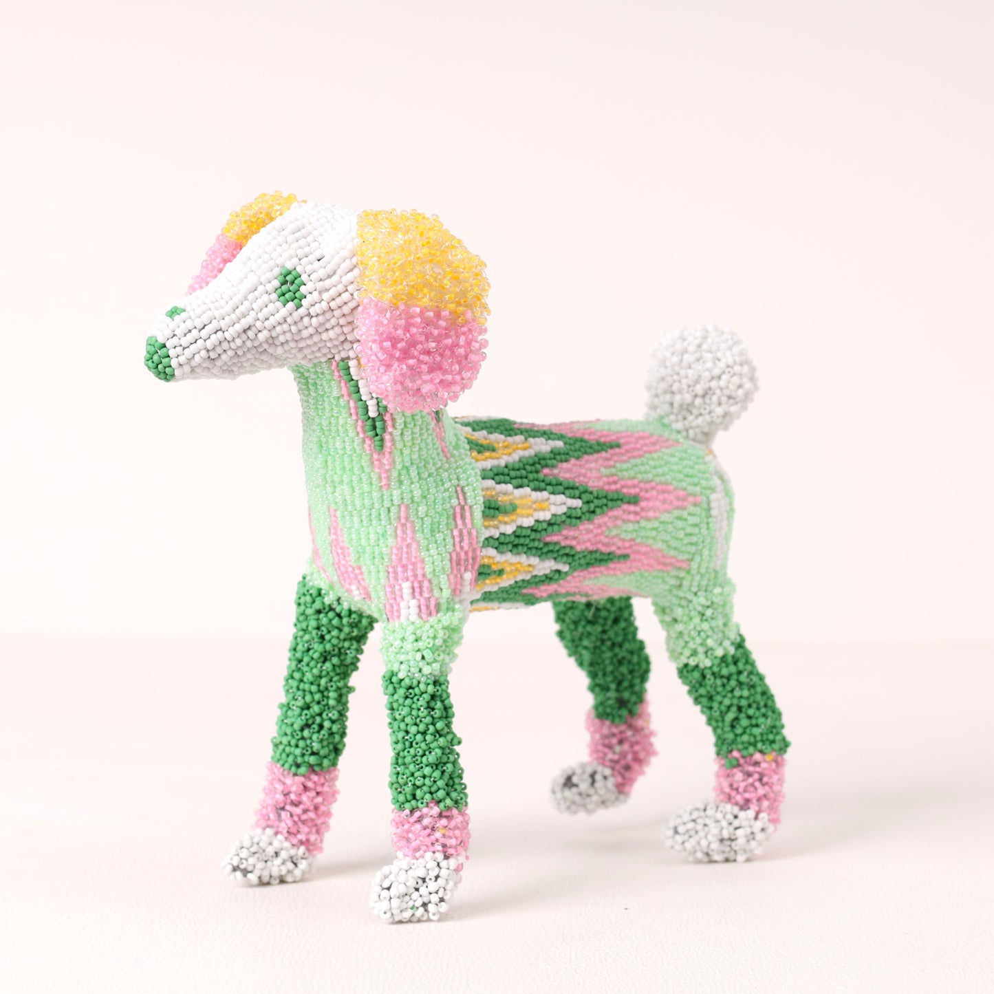 Handmade African beaded poodle sculpture