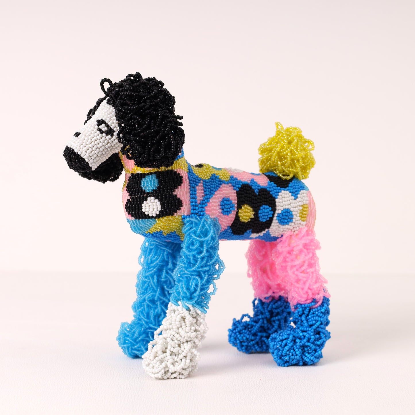 Handmade African beaded poodle sculpture