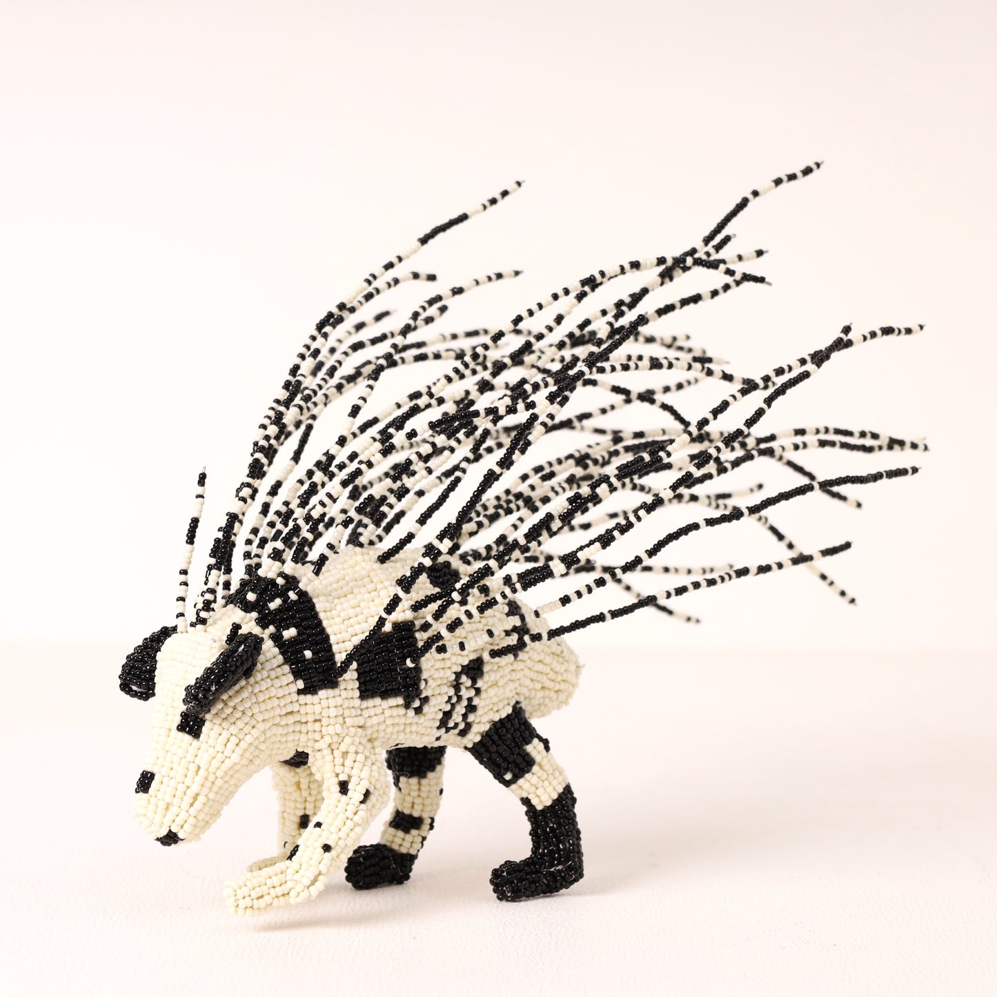 Handmade African beaded porcupine sculpture