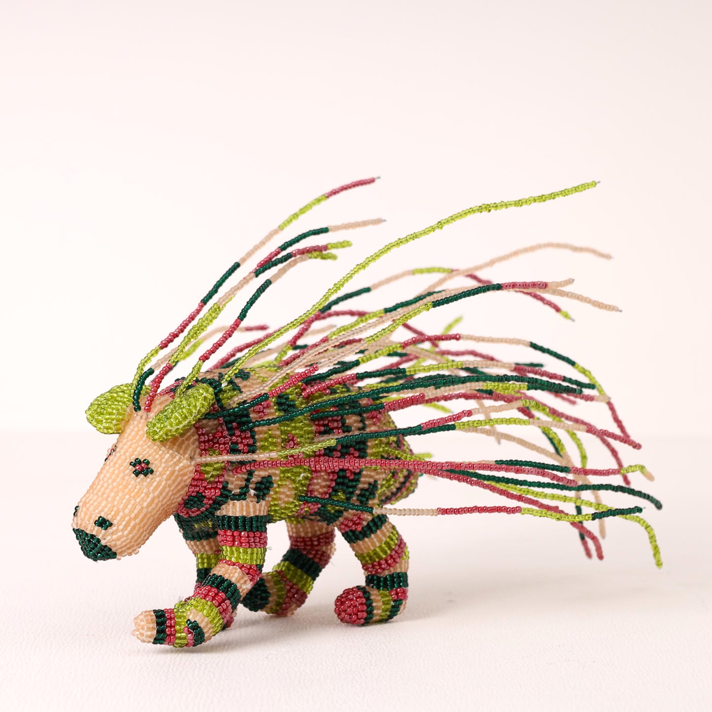 Handmade African beaded porcupine sculpture