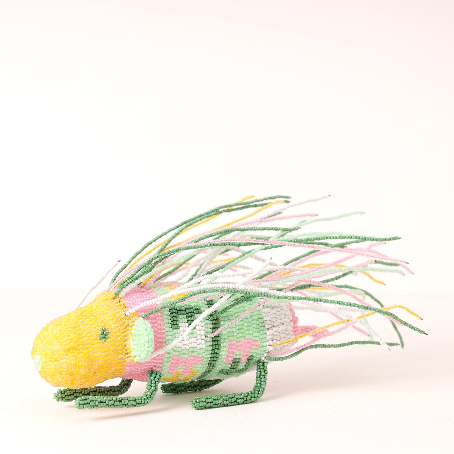 Handmade African beaded porcupine sculpture