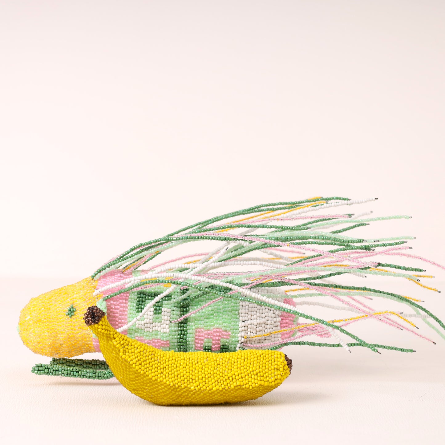 Handmade African beaded porcupine sculpture