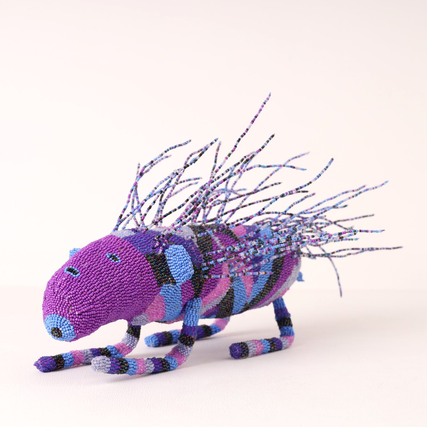 Handmade African beaded porcupine sculpture