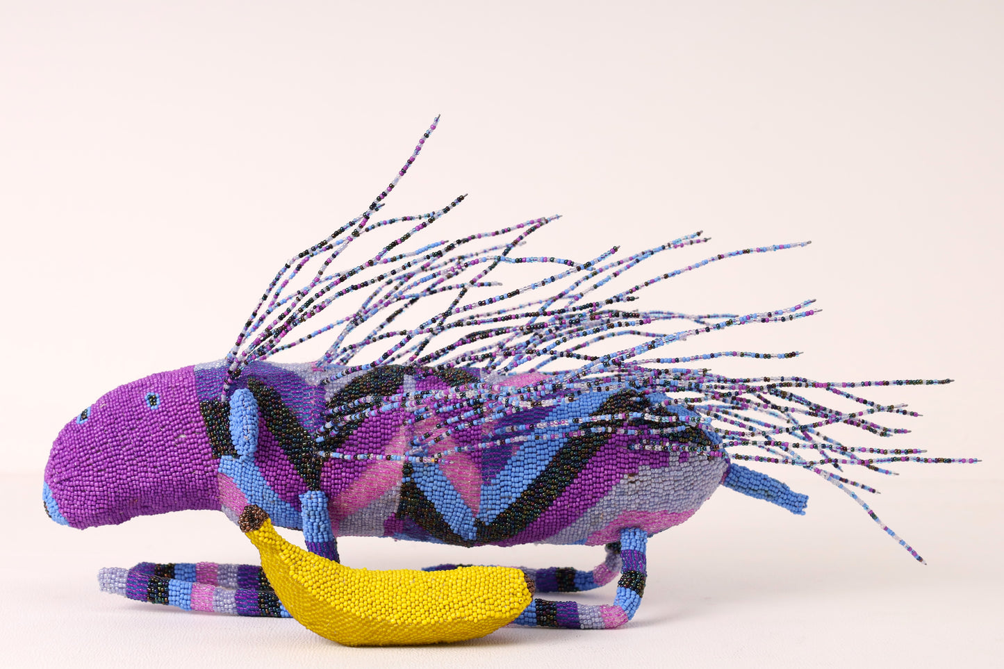 Handmade African beaded porcupine sculpture
