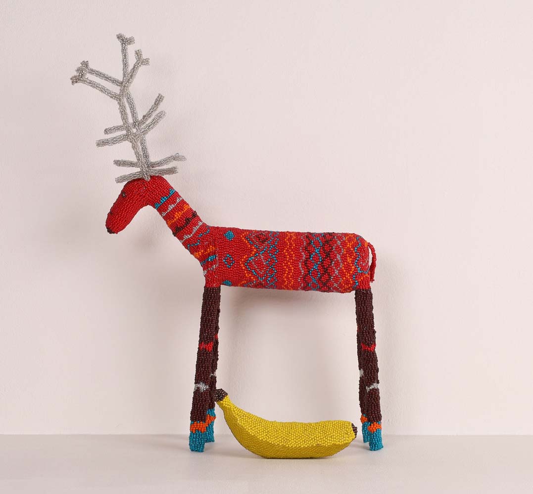 beaded reindeer art