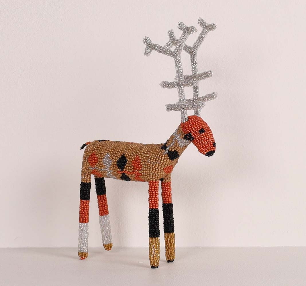 beaded reindeer art