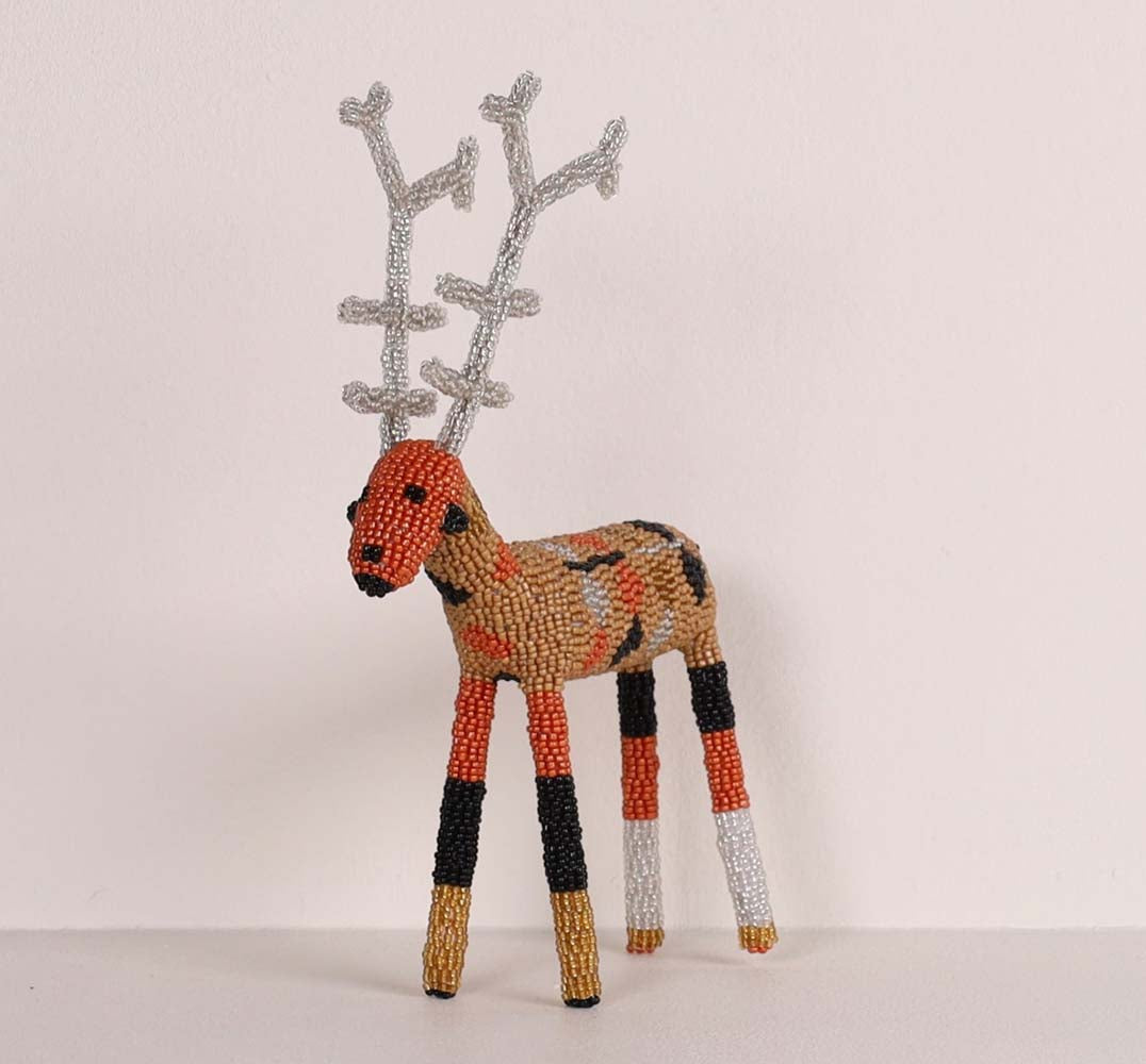 beaded reindeer art