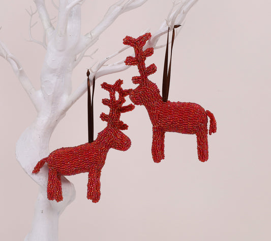 beaded reindeer art