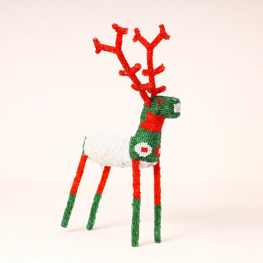 Handmade African beaded reindeer sculpture