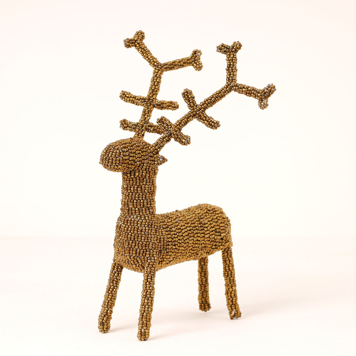 Handmade African beaded reindeer sculpture
