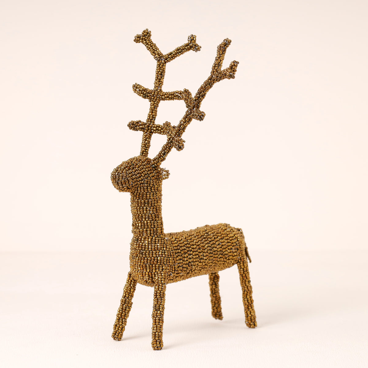 Handmade African beaded reindeer sculpture
