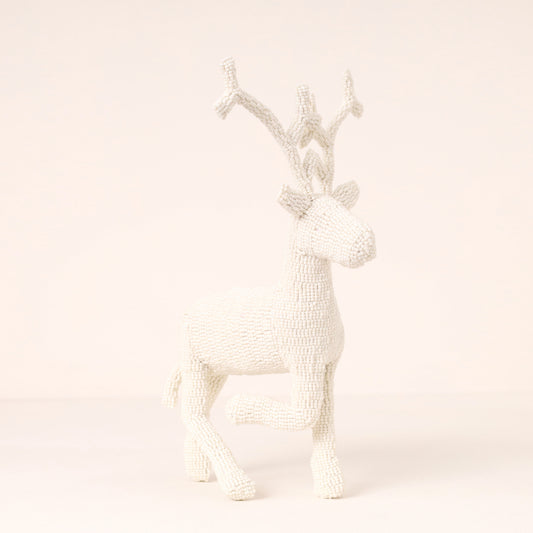 Handmade African beaded reindeer sculpture