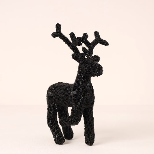 Handmade African beaded reindeer sculpture