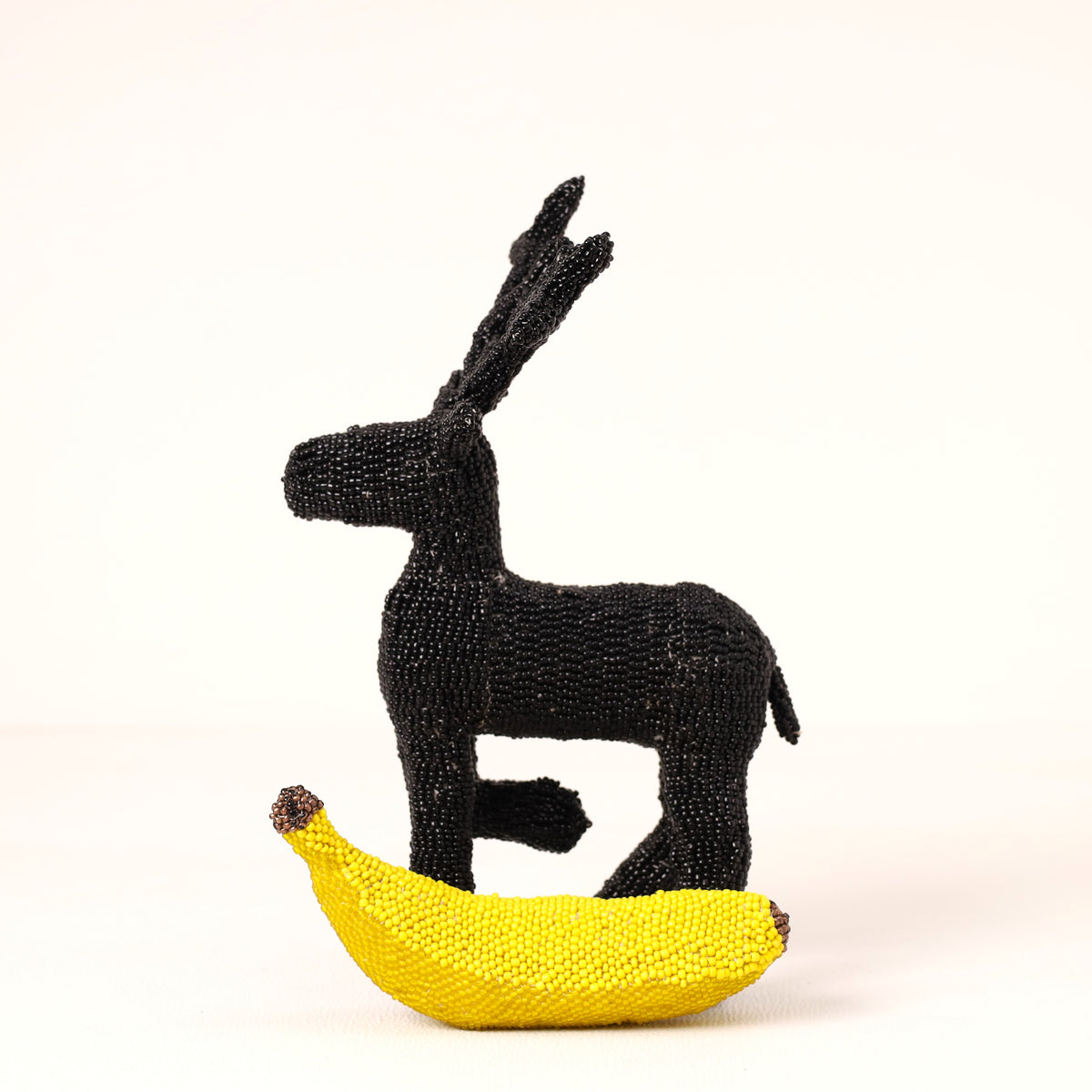 Handmade African beaded reindeer sculpture