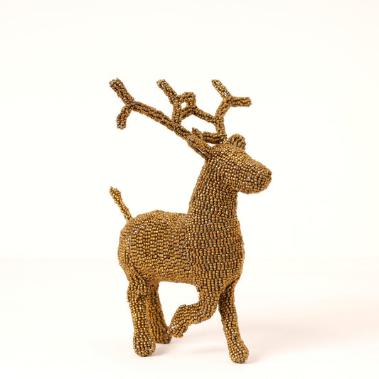 Handmade African beaded reindeer sculpture