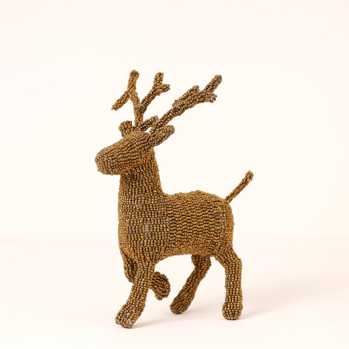 Handmade African beaded reindeer sculpture