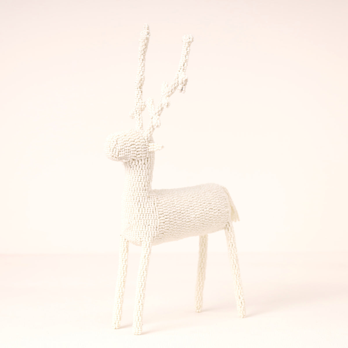 Handmade African beaded reindeer sculpture
