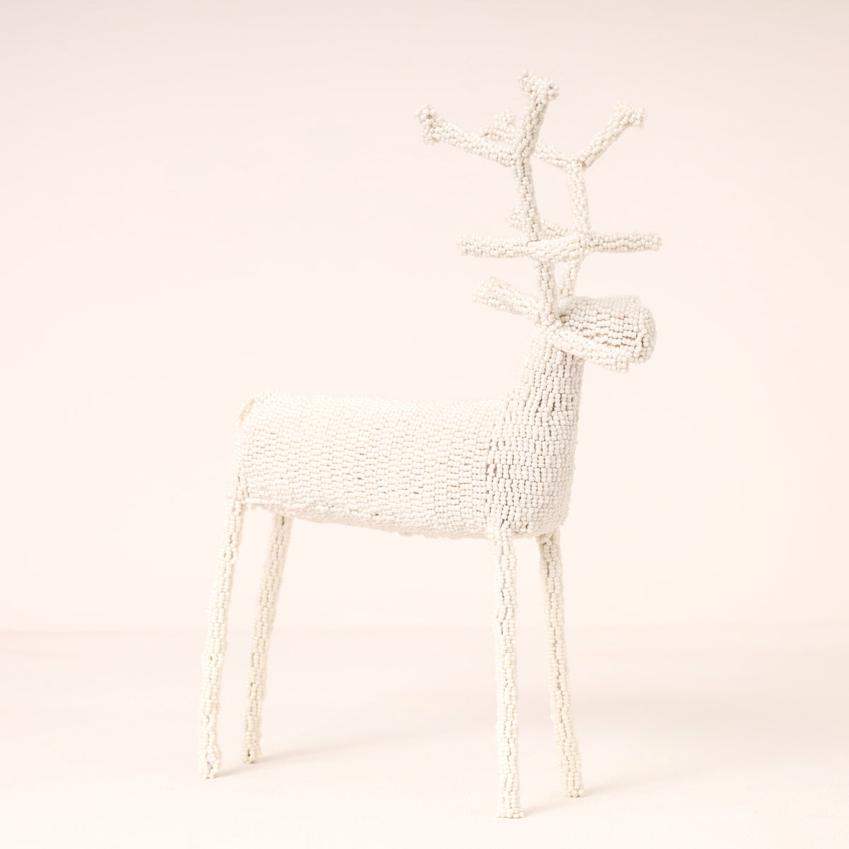 Handmade African beaded reindeer sculpture