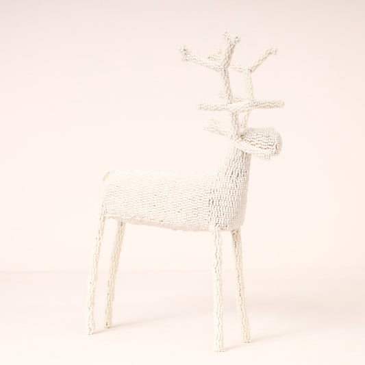 Handmade African beaded reindeer sculpture