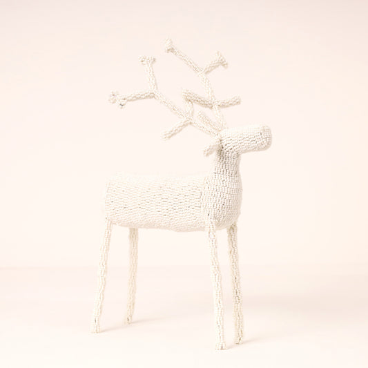 Handmade African beaded reindeer sculpture