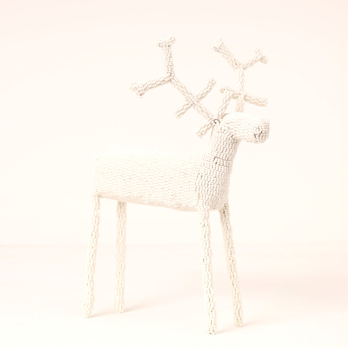 Handmade African beaded reindeer sculpture