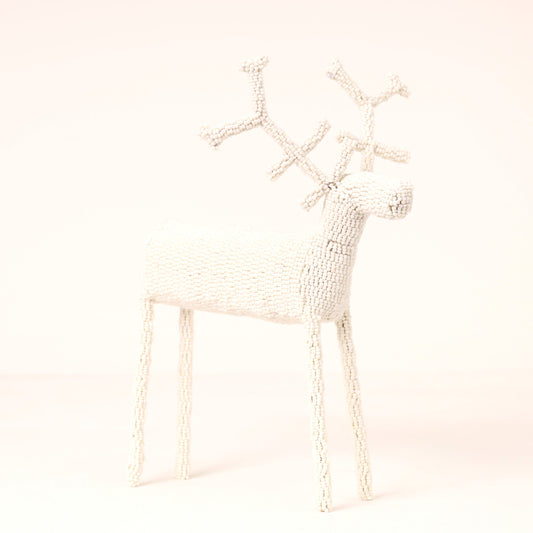 Handmade African beaded reindeer sculpture