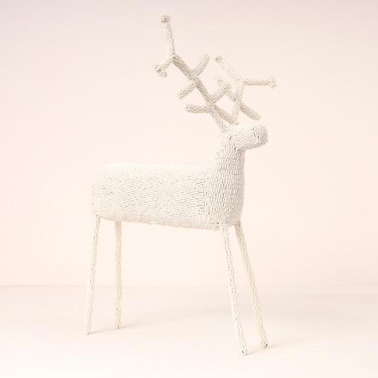 Handmade African beaded reindeer sculpture