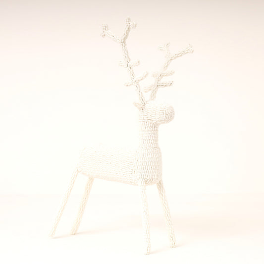 Handmade African beaded reindeer sculpture