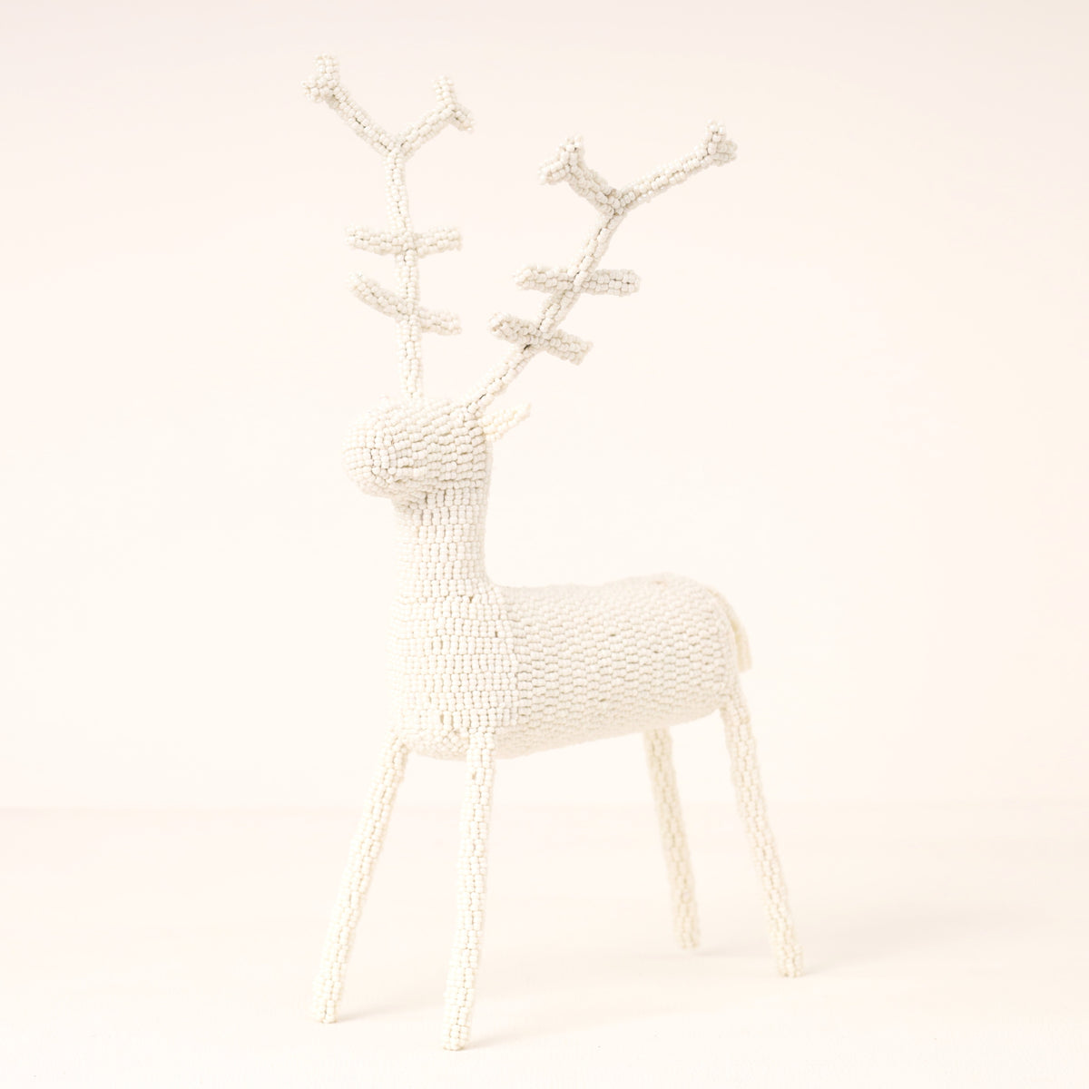 Handmade African beaded reindeer sculpture
