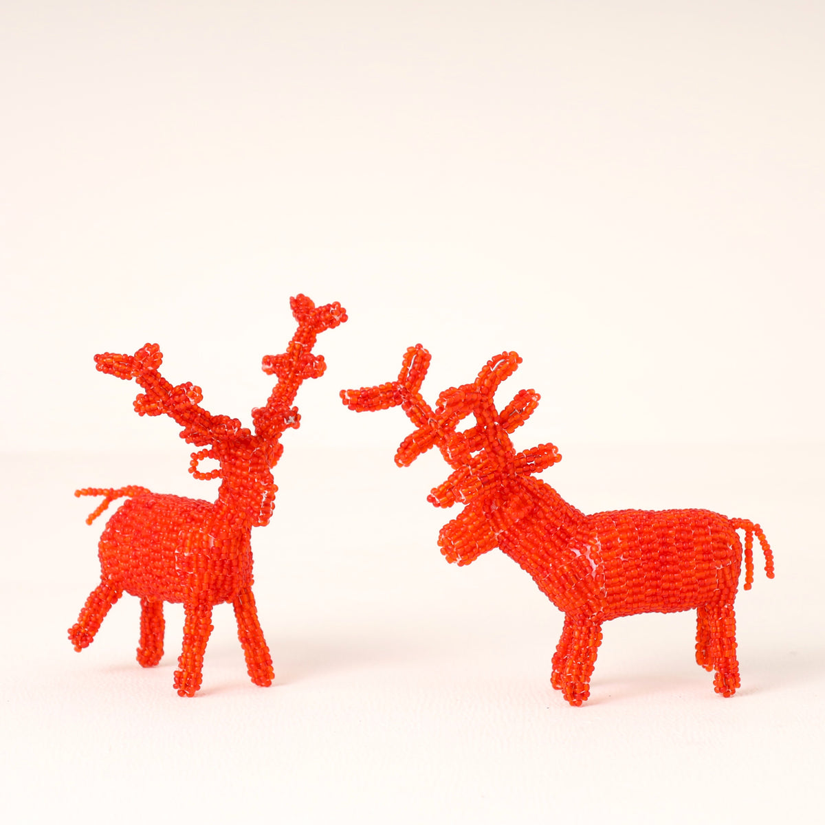 Handmade African beaded reindeer sculpture